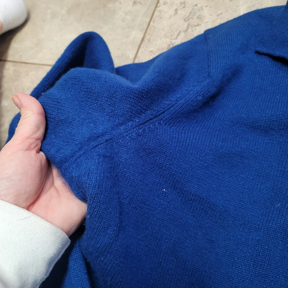 Orlabar Brown 100% cashmere collared sweater Royal Blue Ultra Soft Pullover - Picture 5 of 6